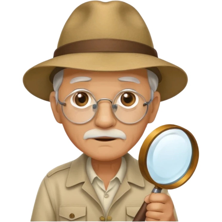 an old man with jungle and magnifying glass emoji