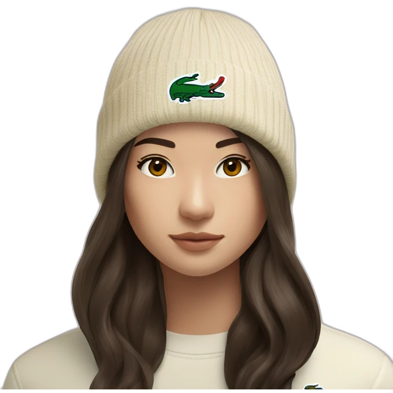 Brunette lacoste beanie with lacoste emoji