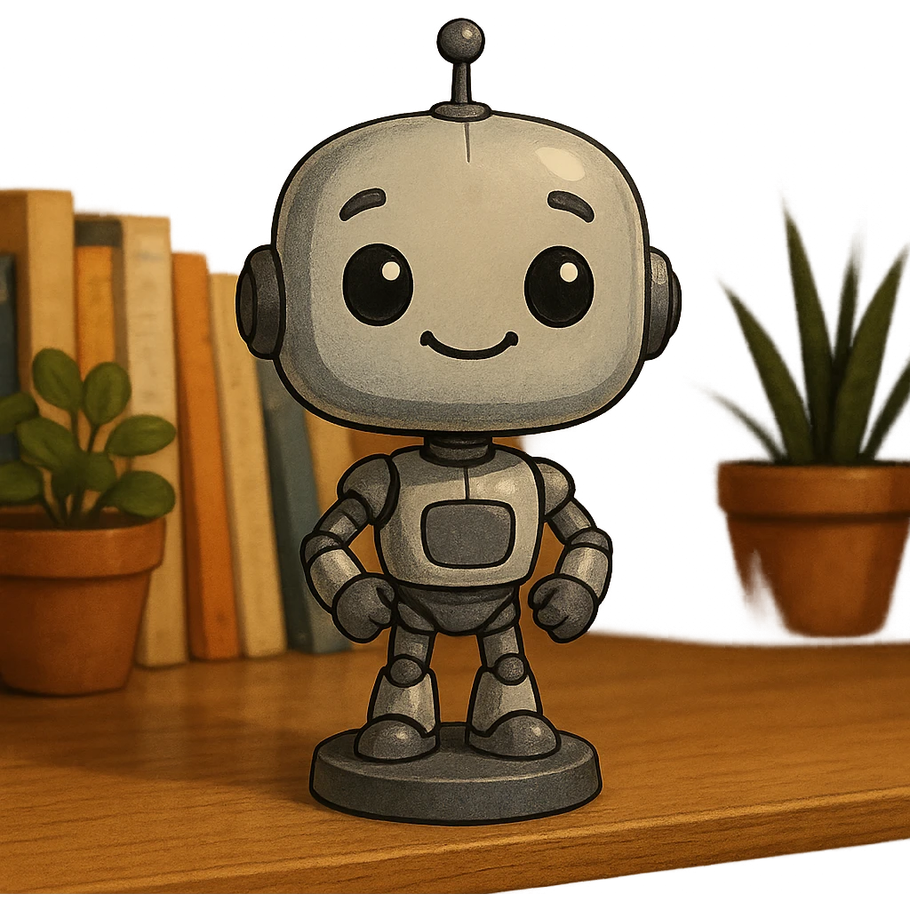 friendly bobblehead style robot emoji