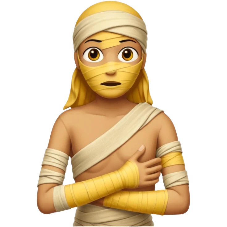 mummy wrapped in yellowed bandages, one arm stretched forward.
 emoji