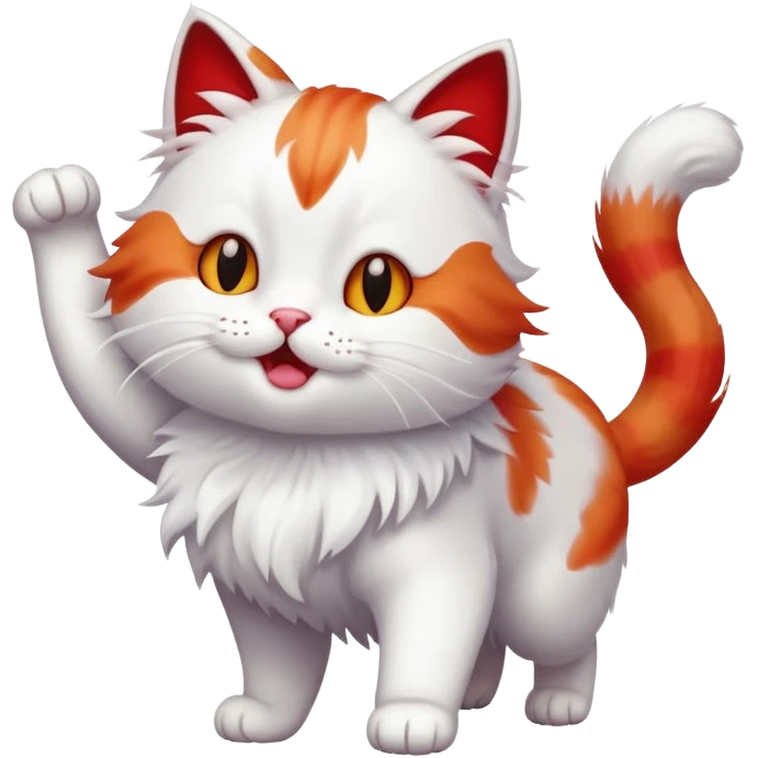 Dancing white and red cat emoji