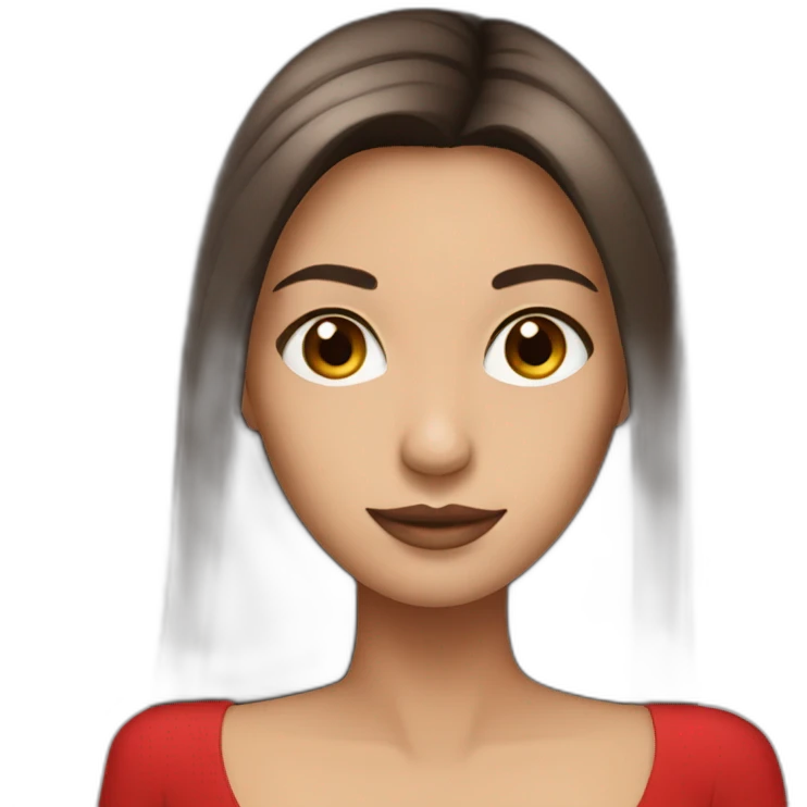 brunette with long straight hair with brown eyes in an evening red dress emoji
