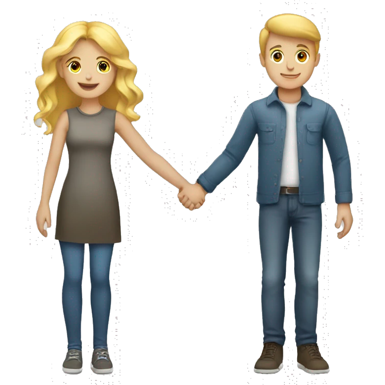 Blonde girl and read head boy holding hands emoji