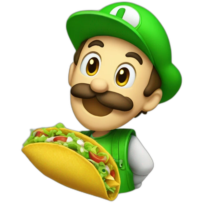 Luigi eats a taco emoji