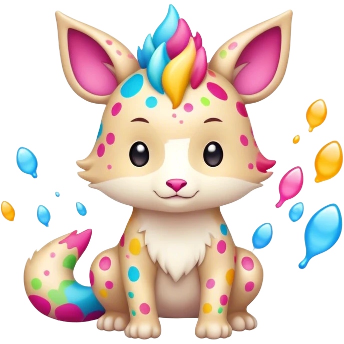 an edgy cute kawaii vernid-fionbri with colorful splash patterns full body emoji