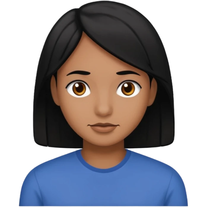 Black hair medium brown skin dark brown eyes emoji