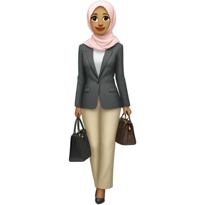 Rich hijabi girl wearing a blazer and pants with a birkin emoji