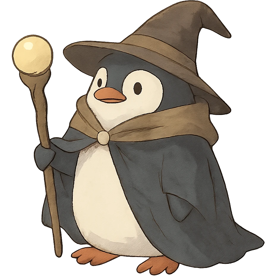 ghibli style penguin wizard emoji