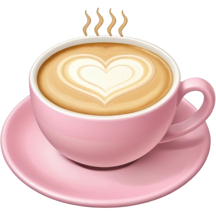 Coffee with a latte art heart in soft pink, beige and yellow pastel colors emoji