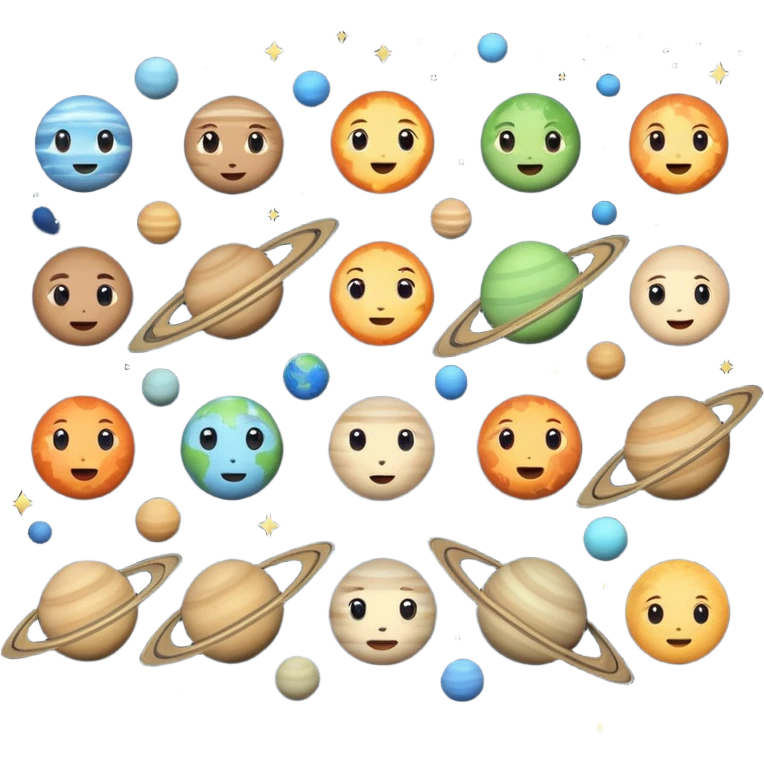 12 planets emojis I need a line for each planet :mercury Venus  emoji