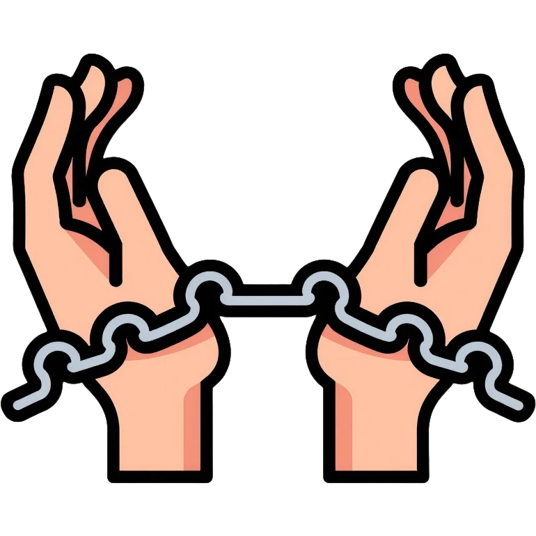 breaking free from chains symbolizing recovery from addiction emoji