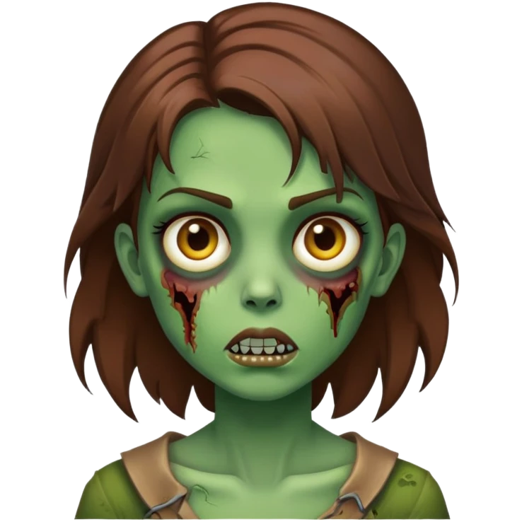 zombie green girl with a brown hair emoji