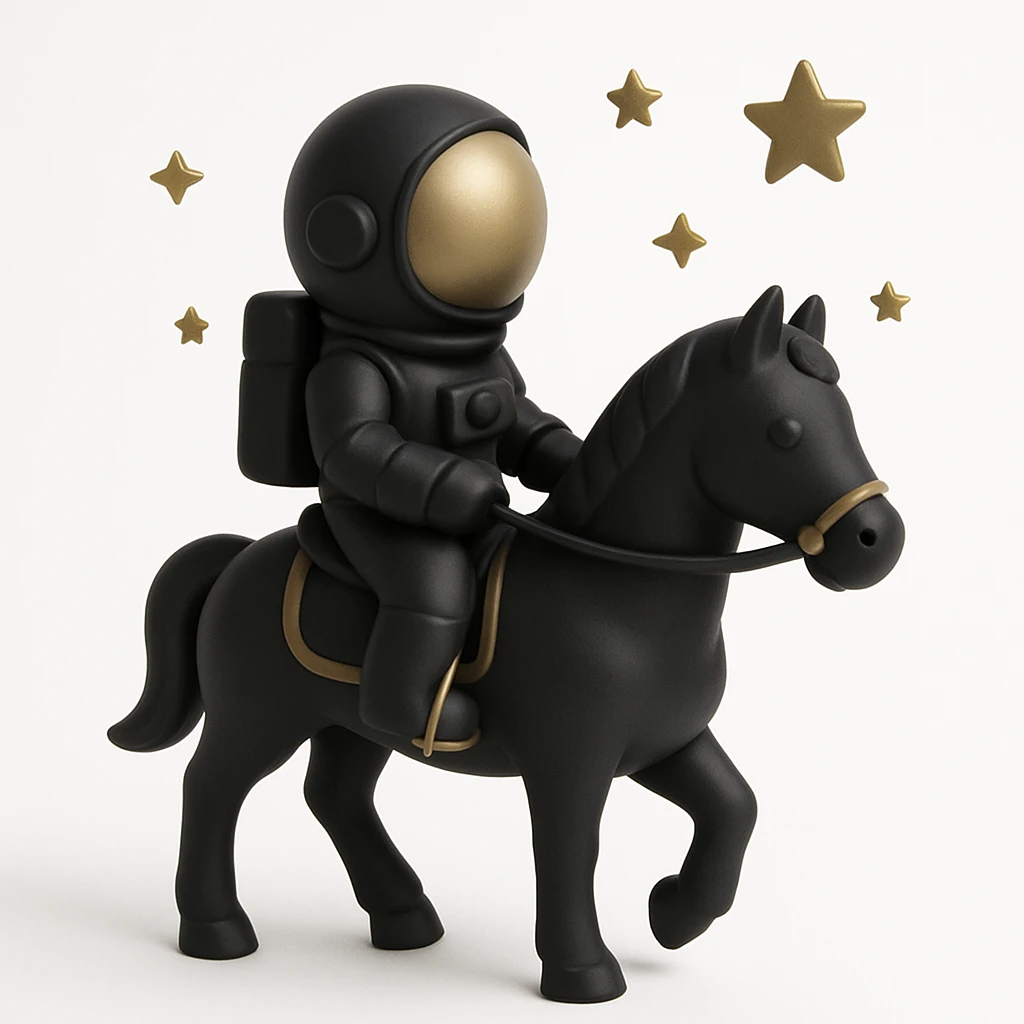astronaut on horseback with stars in background emoji