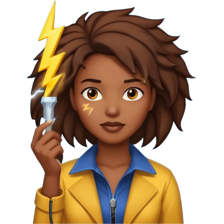 black woman holding lighting emoji