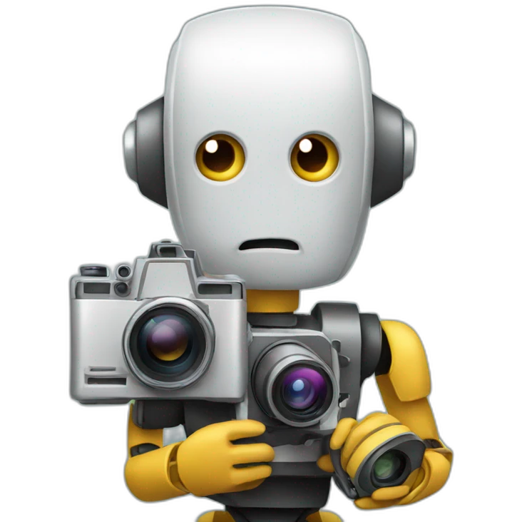 robot director holding a photo camera emoji