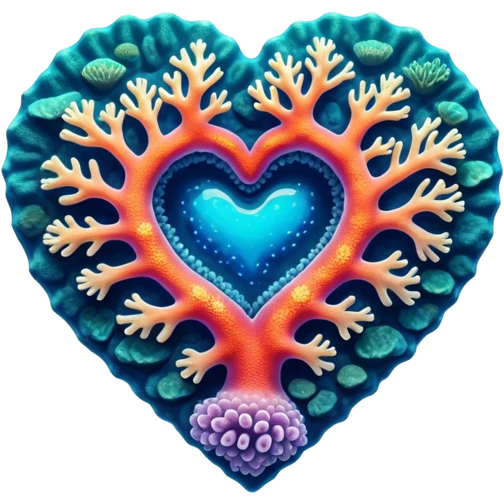 Cinematic Realistic Heart Reef Landscape Emoji, depicted with a naturally heart‚Äêshaped coral formation in vibrant marine hues, rendered with detailed underwater textures and luminous lighting. emoji