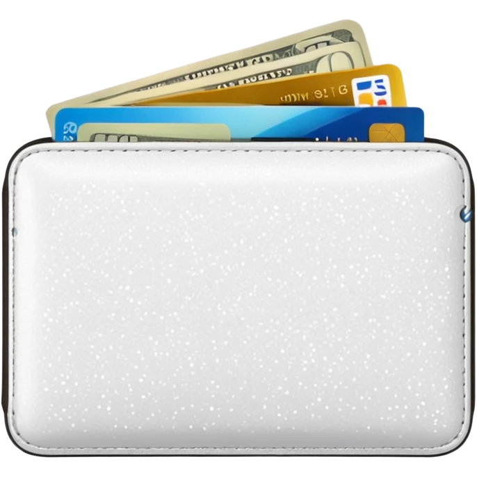 glitter white wallet with money and card emoji