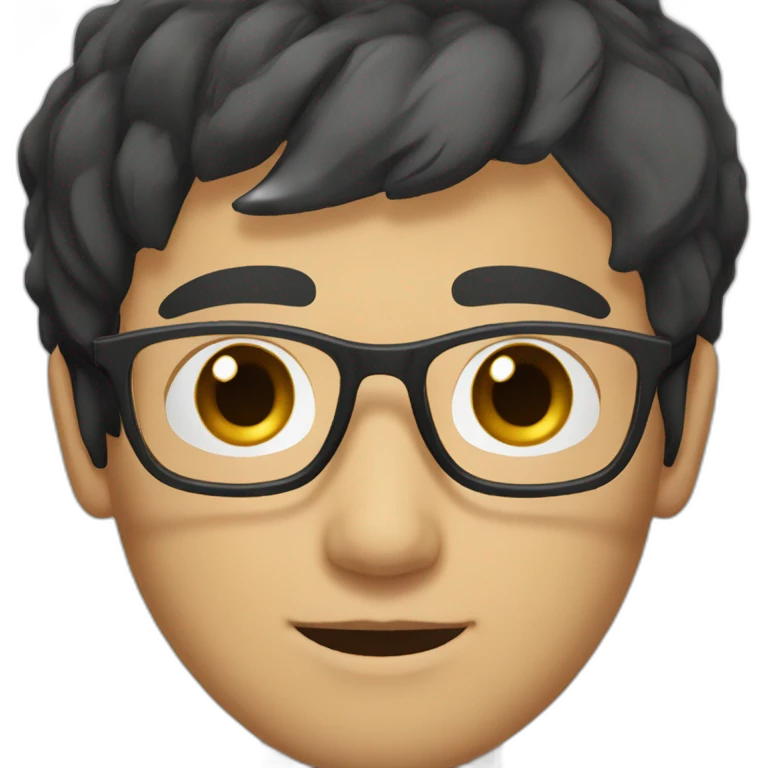 vietnamese guy with dark skin and short dark hair and dark eyes and rectangle black glasses emoji