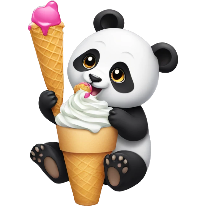 Panda eating ice cream emoji