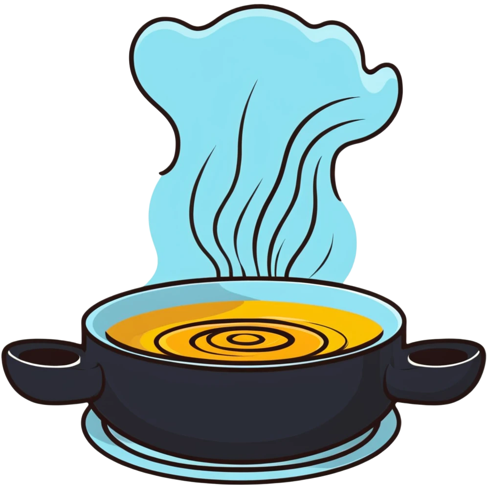 gourmet dish with steam and aroma waves emoji