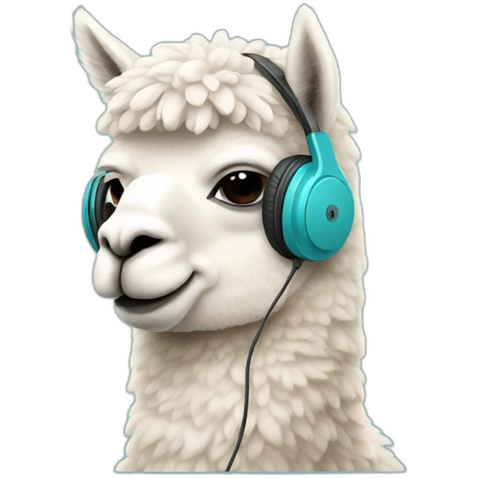 alpaca wearing headphones emoji