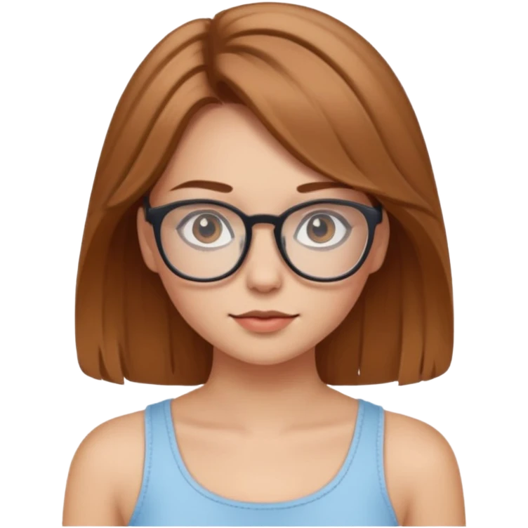 Hafif kumrak saçlı, beyaz tenli, gözlüklü, crop giyinen bir kiz emoji