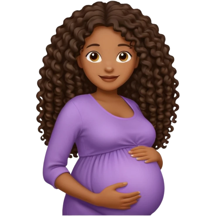 Black pregnant woman with long curly hair emoji