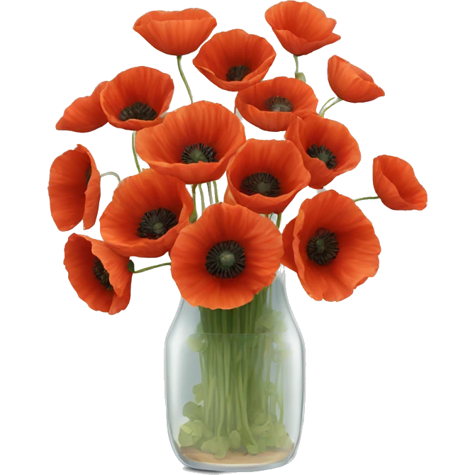 10000000 Poppies in a clear glass vase emoji