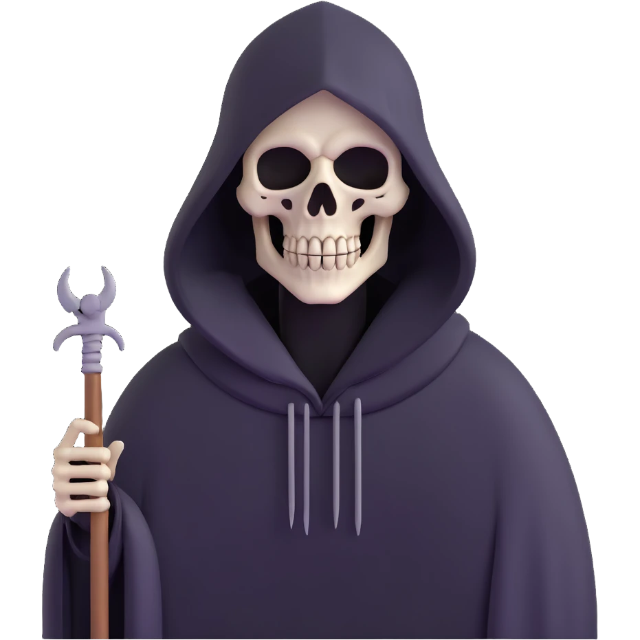 hooded grim reaper with skeletal face emoji