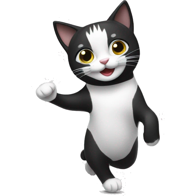 Black and white cat dancing emoji