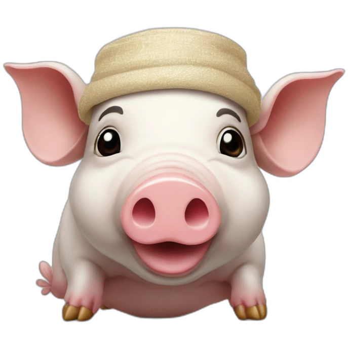 un cochon d'inde avec un bonnet avec le signe psy  emoji