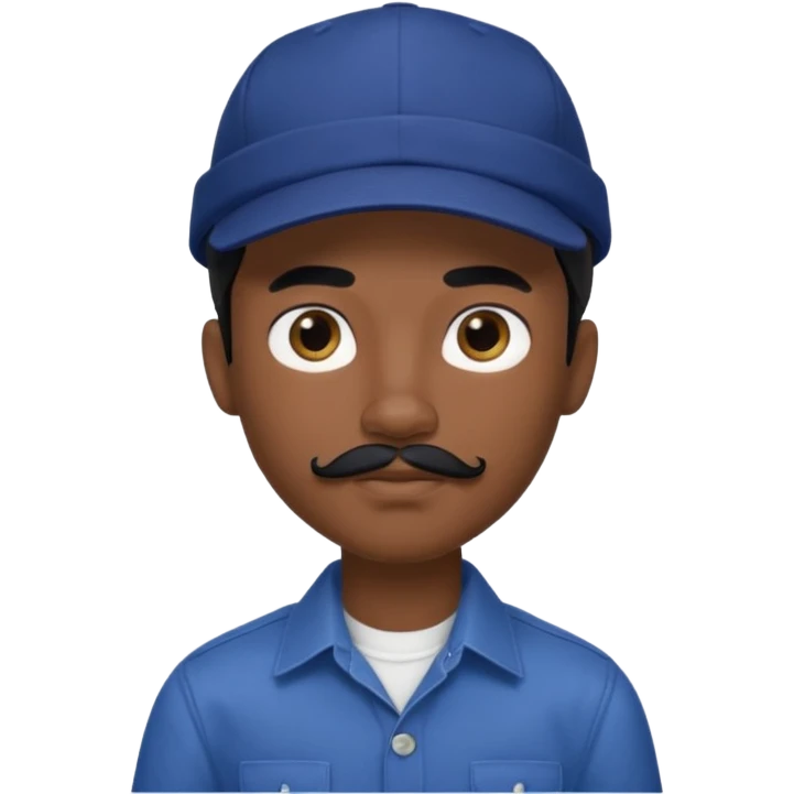 generate a pretty bratz boy wearing a dark blue cap and  button up shirt. Handsome

Mustache- black

hair black long emoji