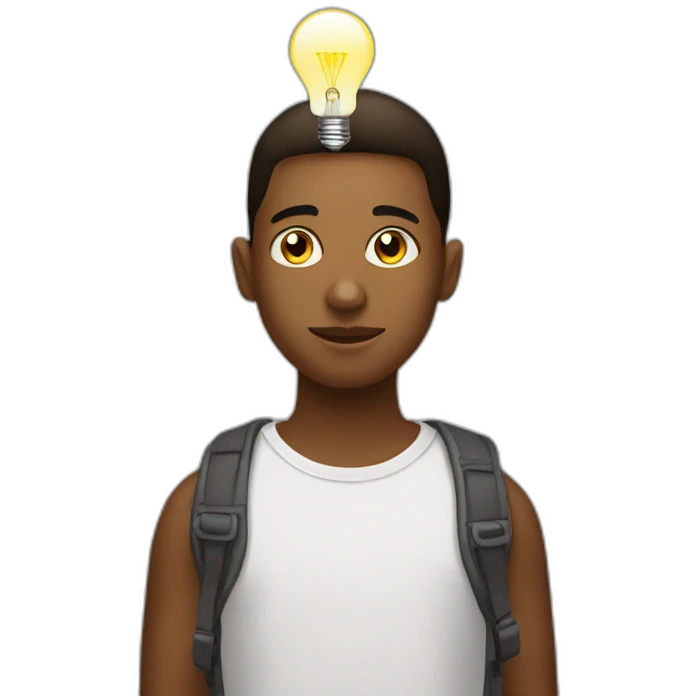 young creative artist with bulb on his head emoji