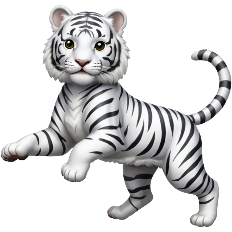A white tiger pouncing at the screen with silver accsents make it less cartoon looking and more realism  emoji