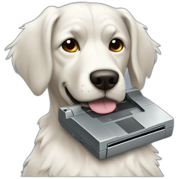 garmr dog guarding a floppy disk emoji