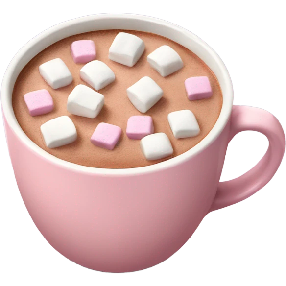Light Pink mug of hot chocolate with marshmallows  emoji