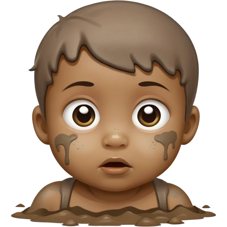 dirty baby with mud on face looking sneaky mischievous emoji