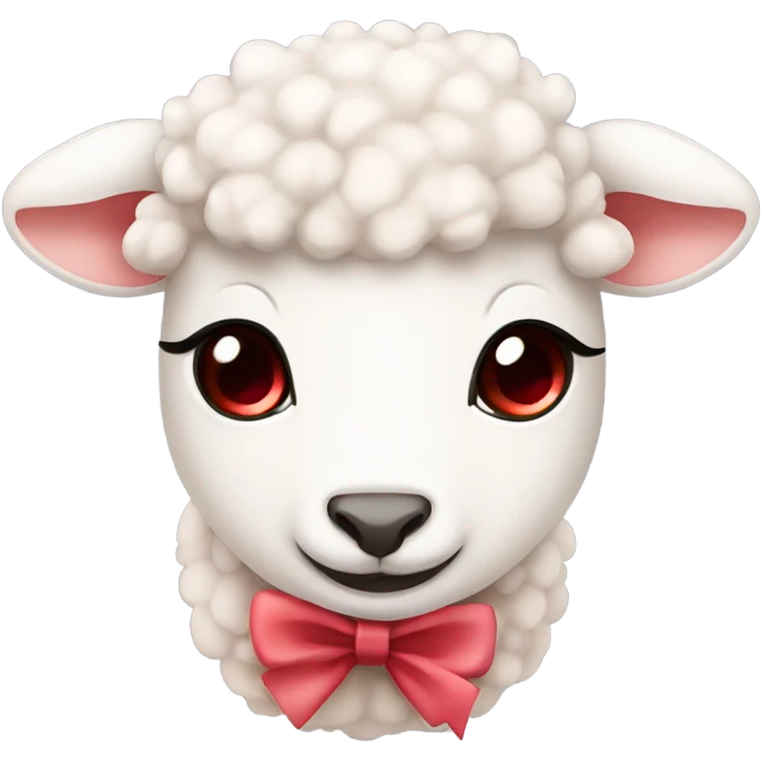 lamb with red eyes and pale pink bow  emoji