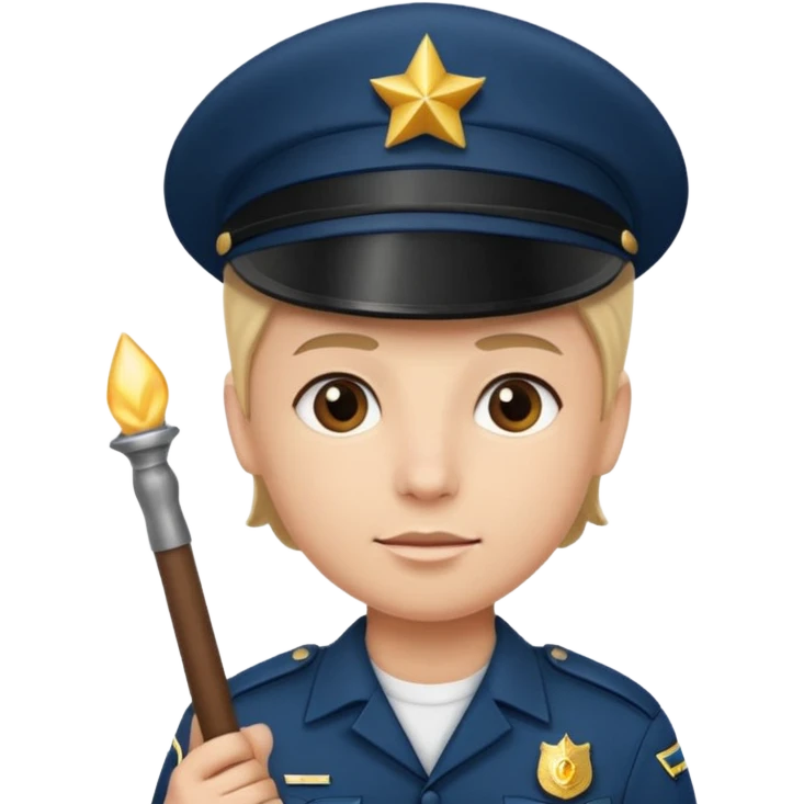Officer with cap holding baton emoji