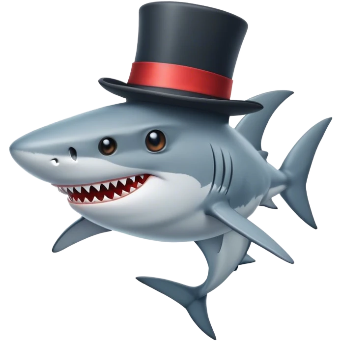 Shark with a top hat emoji