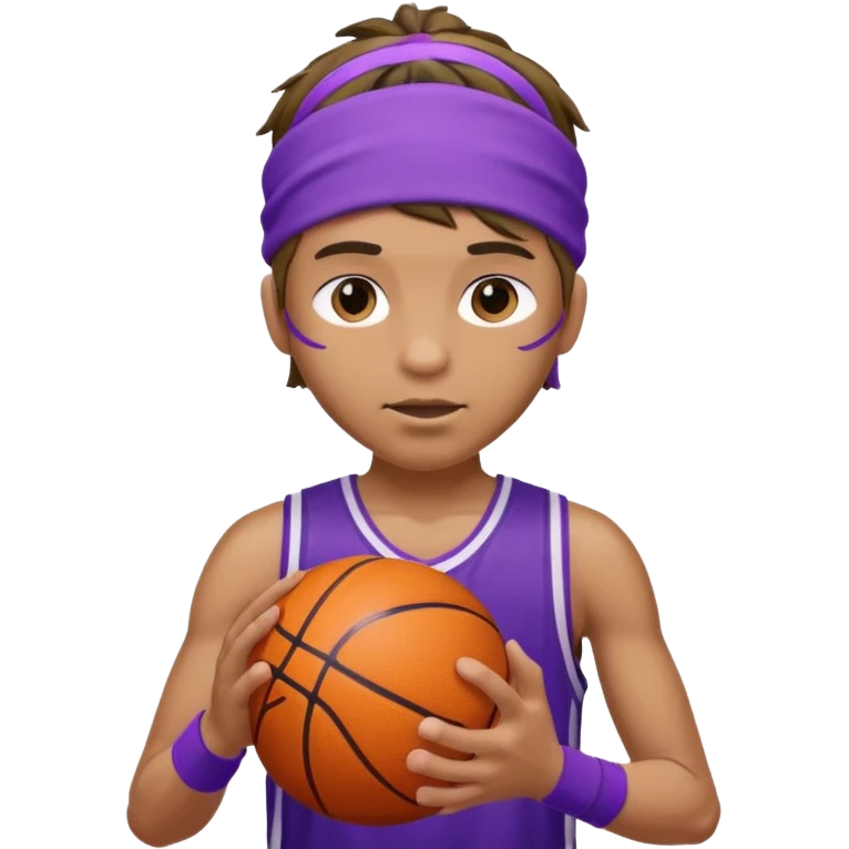 Basketball guy with purple headband, hold ball emoji