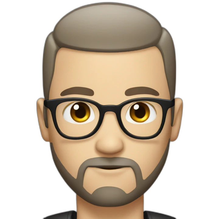 white man with small eyes and black buzz cut and full beard emoji
