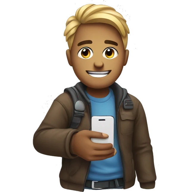motivated person with phone and instagram  emoji