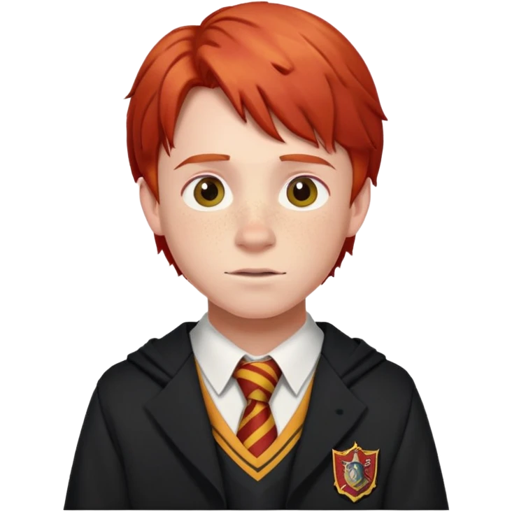 Ron Weasley with red hair, freckles, and Gryffindor school uniform emoji