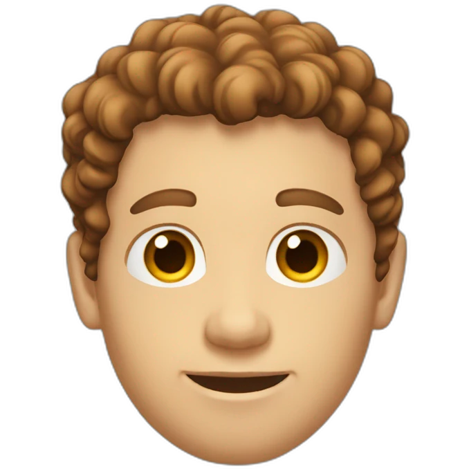 white guy with brown curly hair on top and normal hair on sides emoji