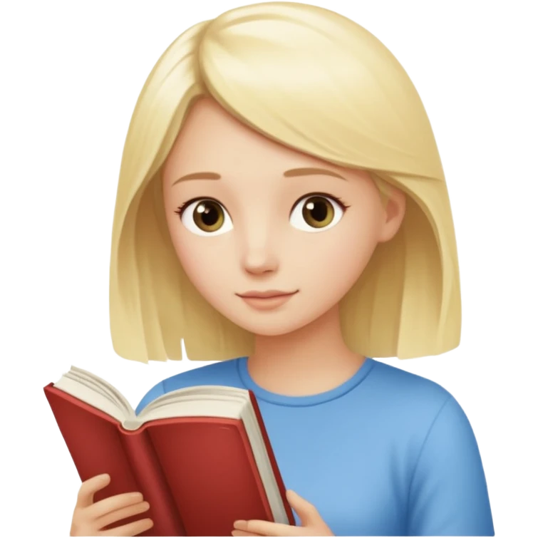 pretty light blonde girl barbie reading huge philosophy book emoji