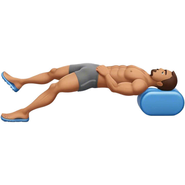 buff guy lying lats down on foam-roller emoji