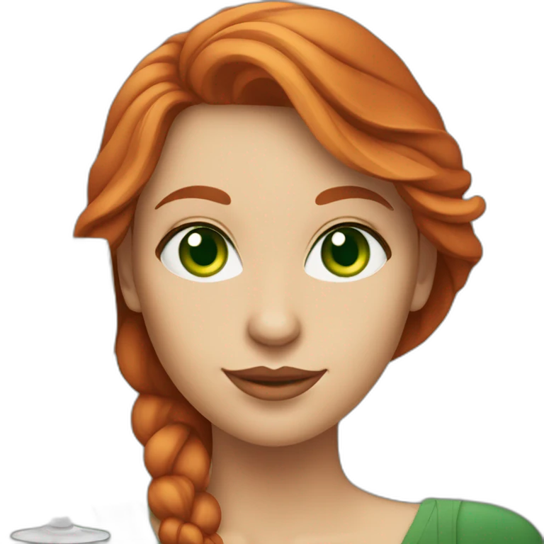 green-eyed red-haired woman with a glass of champagne emoji
