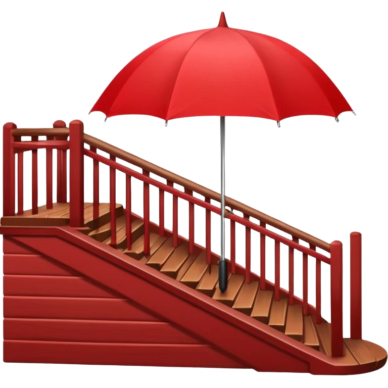 Red umbrella on stair railing emoji