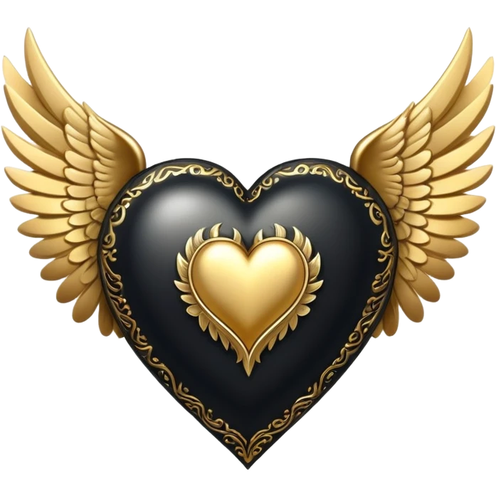 Black heart with gold wings emoji